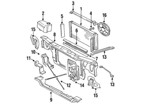 1995 Oldsmobile Cutlass Ciera Radiator & Components, Cooling Fan Hose Assembly Assembly Radiator Outlet Diagram for 10236566
