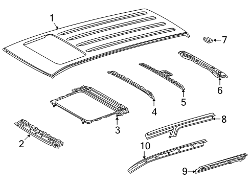 2009 Toyota Land Cruiser Roof & Components Roof Panel Diagram for 63111-60580