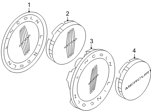 2009 Lincoln MKX Wheel Covers & Trim Center Cap Diagram for 9W1Z-1130-B