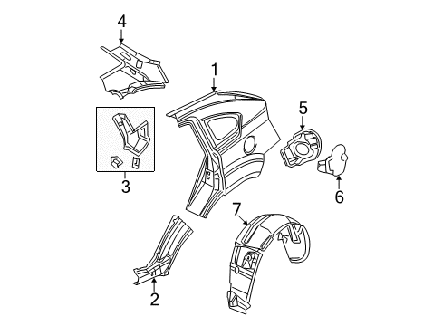 2007 Dodge Caliber Quarter Panel & Components Shield-WHEELHOUSE Diagram for 5074102AC