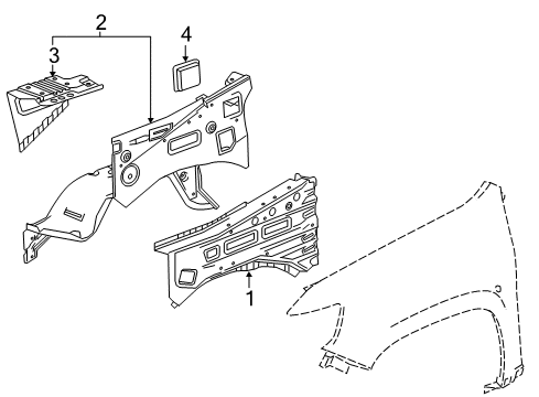 2021 GMC Canyon Inner Components - Fender Battery Tray Diagram for 23216791