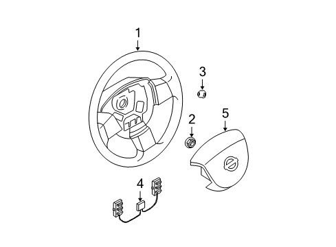 2006 Nissan Maxima Steering Column & Wheel, Steering Gear & Linkage Steering Wheel Assembly W/O Pad Diagram for 48430-ZK30C