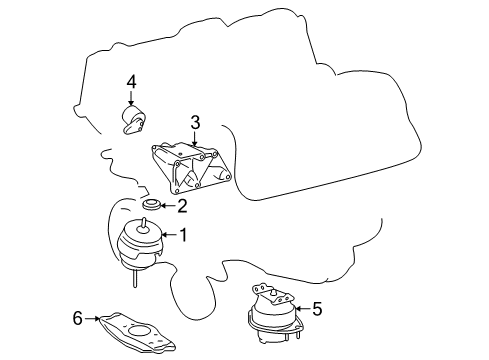 2012 Lexus LS460 Engine & Trans Mounting Damper, Engine Mounting Diagram for 12351-38010