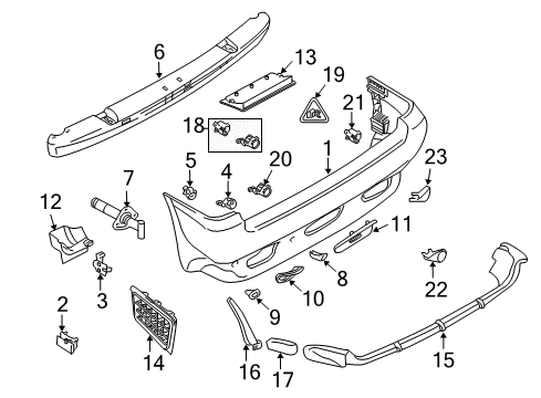 2002 BMW X5 Rear Bumper Support Cover, Left, Primed Diagram for 51127062599