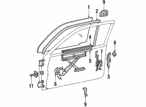 1988 Toyota Tercel Door Glass & Hardware Hinge Assy, Front Door, Upper LH Diagram for 68720-16020
