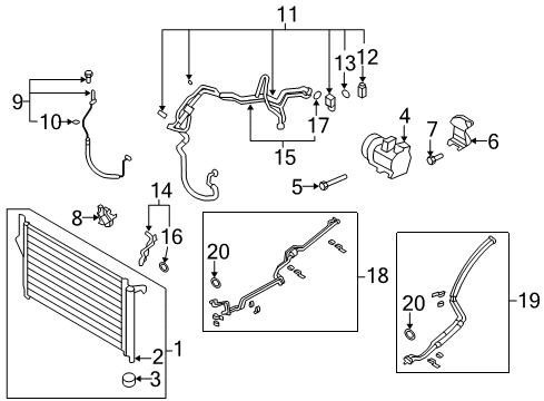 2009 Hyundai Santa Fe A/C Condenser, Compressor & Lines Compressor Assembly Diagram for 97701-2B350