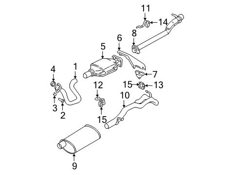 1994 GMC Sonoma Exhaust Components Muffler And Outlet Pipe Assembly Diagram for 15976983
