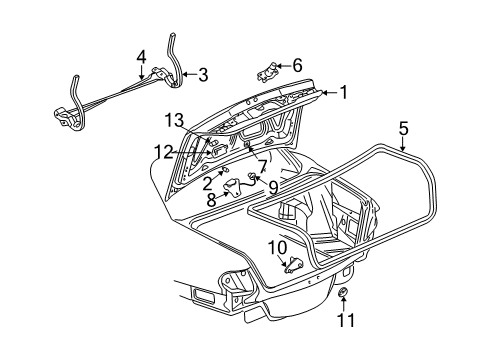 2000 Pontiac Bonneville Trunk Lid Latch Asm-Rear Compartment Lid Diagram for 25717078