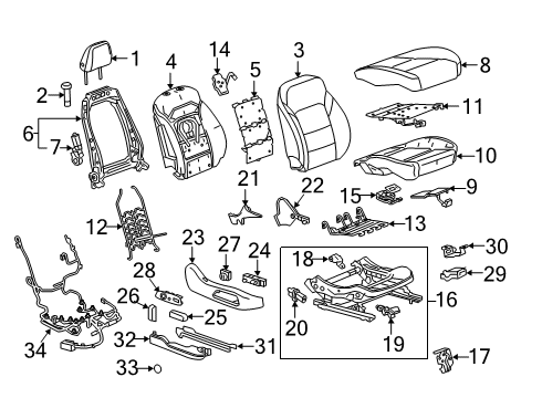 2020 Chevrolet Traverse Passenger Seat Components Seat Cover Diagram for 84786129