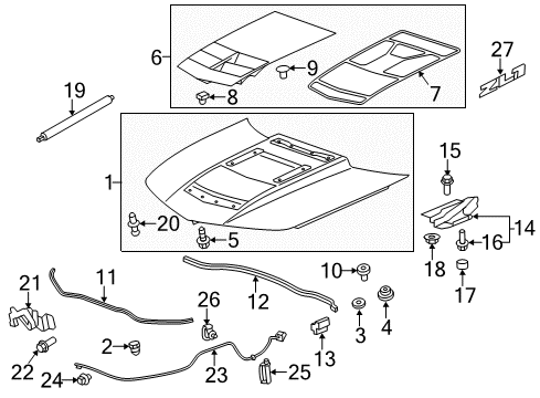 2014 Chevrolet Camaro Hood & Components, Exterior Trim Hood Diagram for 23273795