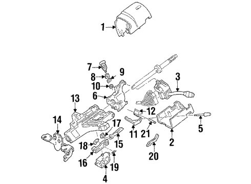 1998 Lincoln Navigator Steering Column Upper Components, Shroud, Switches & Levers Turn Signal & Hazard Switch Diagram for YL1Z-13K359-BA