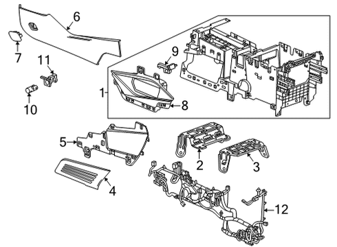 2022 Cadillac Escalade Center Console Console Base Rear Bracket Diagram for 84703735