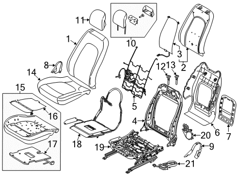 2019 Lincoln MKZ Front Seat Components Headrest Diagram for DP5Z-54611A08-BC