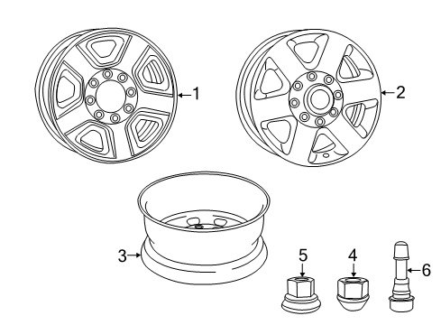 2018 Ram 2500 Wheels Front Rear Wheel Rim Diagram for 1UD29AAAAC
