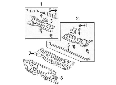 2004 Acura TSX Cowl Dashboard (Lower) Diagram for 61500-SEA-G70ZZ