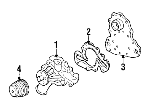 1991 GMC K3500 Cooling System, Radiator, Water Pump, Cooling Fan Backing Plate Diagram for 12562659