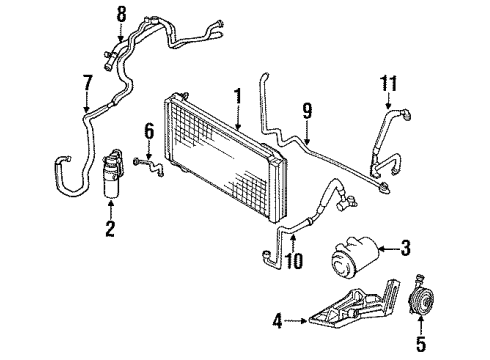 1995 Nissan 300ZX Air Conditioner Pipe-Front Cooler, High A Diagram for 92441-48P01