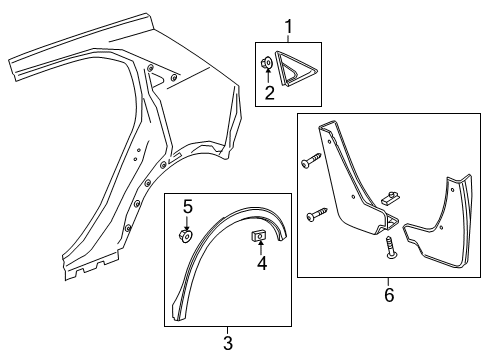 2020 Cadillac XT4 Exterior Trim - Quarter Panel Rear Splash Guards in Black Diagram for 84051309