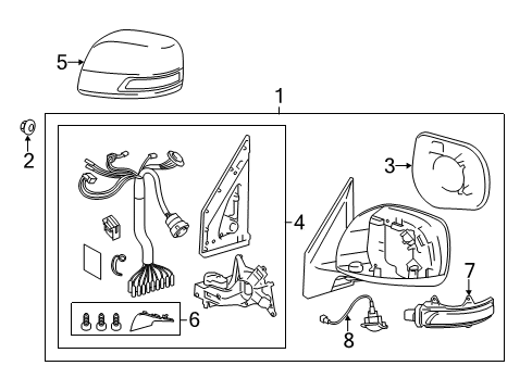 2014 Toyota Land Cruiser Mirrors Mirror Cover Diagram for 87945-60050-B0