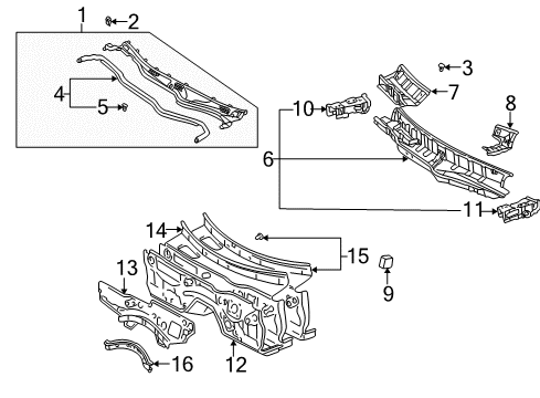 1999 Lexus GS400 Cowl Panel Sub-Assy, Dash Diagram for 55101-3A901