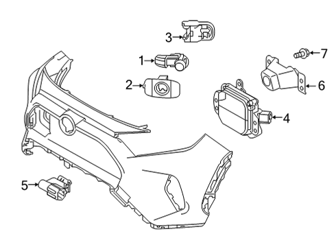 2021 Toyota RAV4 Electrical Components - Front Bumper Park Sensor Diagram for 89341-06070-J5