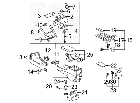 2005 Toyota Camry Center Console Hinge Diagram for 58907-AA030