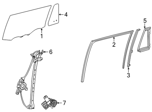 2021 Toyota Highlander Rear Door Glass Weatherstrip Diagram for 68188-0E040