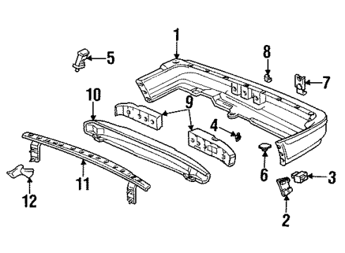 1994 Acura Vigor Rear Bumper Absorber, Left Rear Bumper Diagram for 71575-SL5-A01