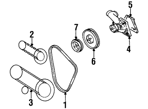 1995 Hyundai Accent Water Pump, Belts & Pulleys Power Steering Pump V-Belt Diagram for 57231-22000