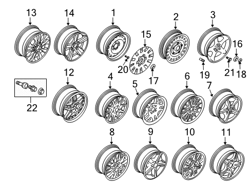 2001 BMW 325Ci Wheels M Double Spoke 68 Individual Rim/Front Diagram for 36112229980