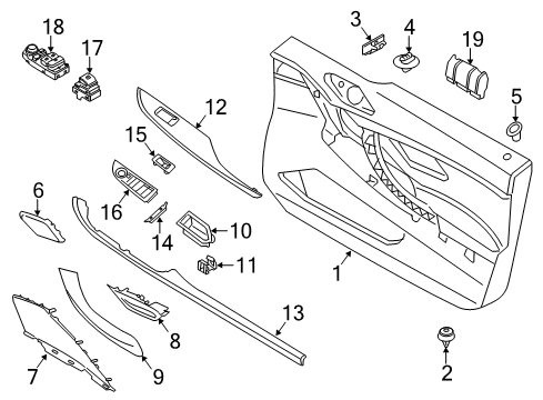 2017 BMW 650i Gran Coupe Rear Door Inner Right Door Handle Diagram for 51417262004