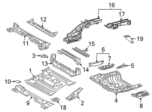 2021 Toyota Venza Rear Floor & Rails Center Floor Pan Diagram for 58211-0R050