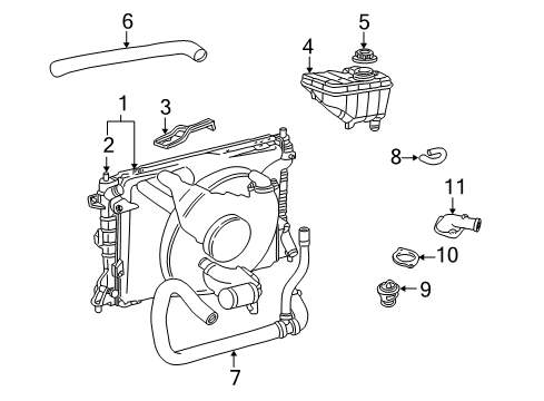 2008 Ford Crown Victoria Radiator & Components Lower Hose Diagram for 3W7Z-8286-EA