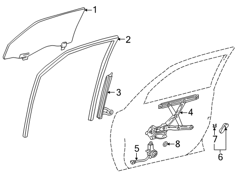 2000 Toyota Corolla Front Door - Glass & Hardware Frame Sub-Assy, Front Door, Rear Lower LH Diagram for 67404-02020