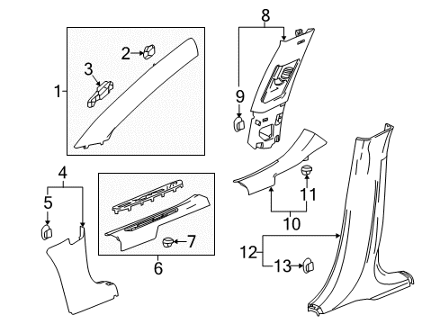 2016 Buick Envision Interior Trim - Pillars, Rocker & Floor Weatherstrip Pillar Trim Diagram for 23329857