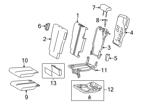 2011 Toyota Sienna Second Row Seats Seat Cushion Pad Diagram for 79135-08020