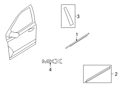 2007 Lincoln MKX Exterior Trim - Front Door Rear Molding Diagram for 7T4Z-7820554-AA