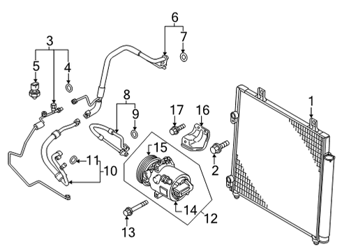 2021 Mitsubishi Mirage G4 Air Conditioner O Ring-Air Conditioning Line Diagram for MR117053