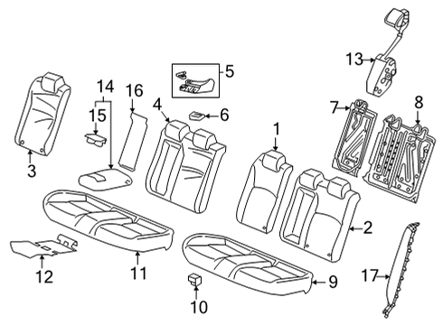 2017 Honda Civic Rear Seat Components Cover, Rear Seat Cushion Trim (Deep Black) (Leather) Diagram for 82131-TGG-A81ZC