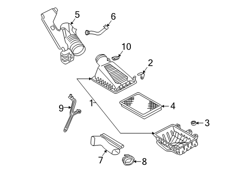 2003 Lincoln LS Filters Inlet Duct Diagram for 3W4Z-9B613-AA