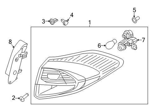 2016 Hyundai Tucson Bulbs Rear Combination Holder & Wiring, Exterior Diagram for 92480-D3110