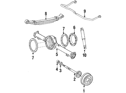 1986 Toyota Land Cruiser Rear Suspension Components, Axle Housing, Stabilizer Bar & Components Link Diagram for 48802-60020