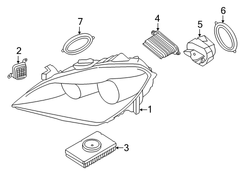 2015 BMW 640i xDrive Gran Coupe Headlamps Headlight Cover Diagram for 63117319356