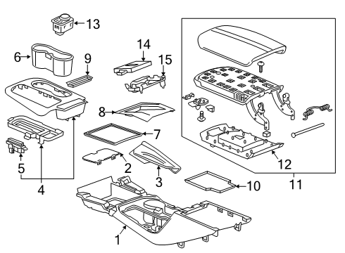 2022 Chevrolet Blazer Center Console Cup Holder Diagram for 84626129