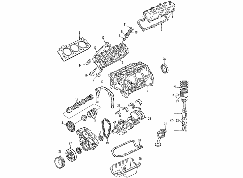 1996 Mercury Sable Engine Parts, Mounts, Cylinder Head & Valves, Camshaft & Timing, Oil Pan, Oil Pump, Crankshaft & Bearings, Pistons, Rings & Bearings Cylinder Block Diagram for F6DZ-6010-DF