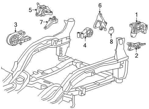 2015 Chevrolet Cruze Engine & Trans Mounting Transmission Mount Bracket Diagram for 13248569