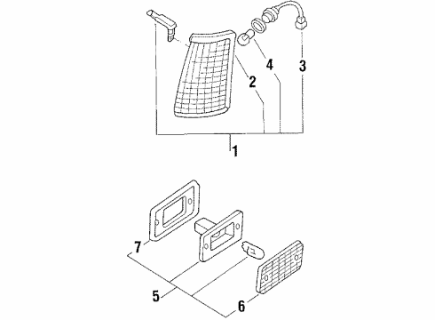 1985 Nissan Stanza Side Marker & Signal Lamps Lamp Side Mark Diagram for 26185-09A00