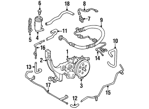 1996 Honda Accord P/S Pump & Hoses, Steering Gear & Linkage Pump Sub-Assembly, Power Steering Diagram for 56110-P0G-003