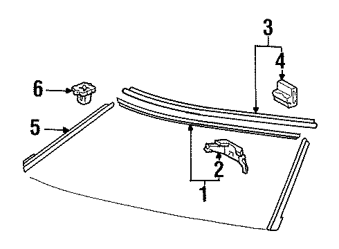 2000 Lexus SC300 Windshield - Reveal Moldings Fastener, Windshield Outside Moulding, NO.1 Diagram for 75548-24070