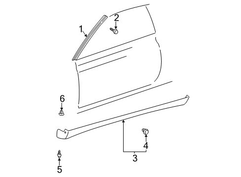 2001 Toyota Solara Exterior Trim - Pillars, Rocker & Floor Rocker Molding Clip Diagram for 75868-30020